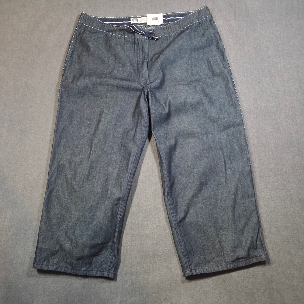 Faded Glory Drawstring Capri Women 16W Dark Indigo Cotton Denim FG272431